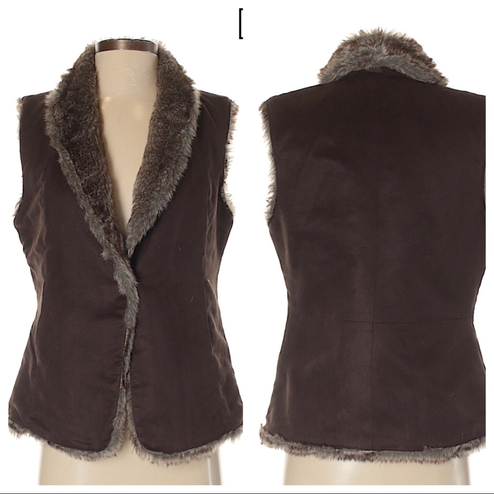 Crosby Faux Fur Vest, Brown, XL